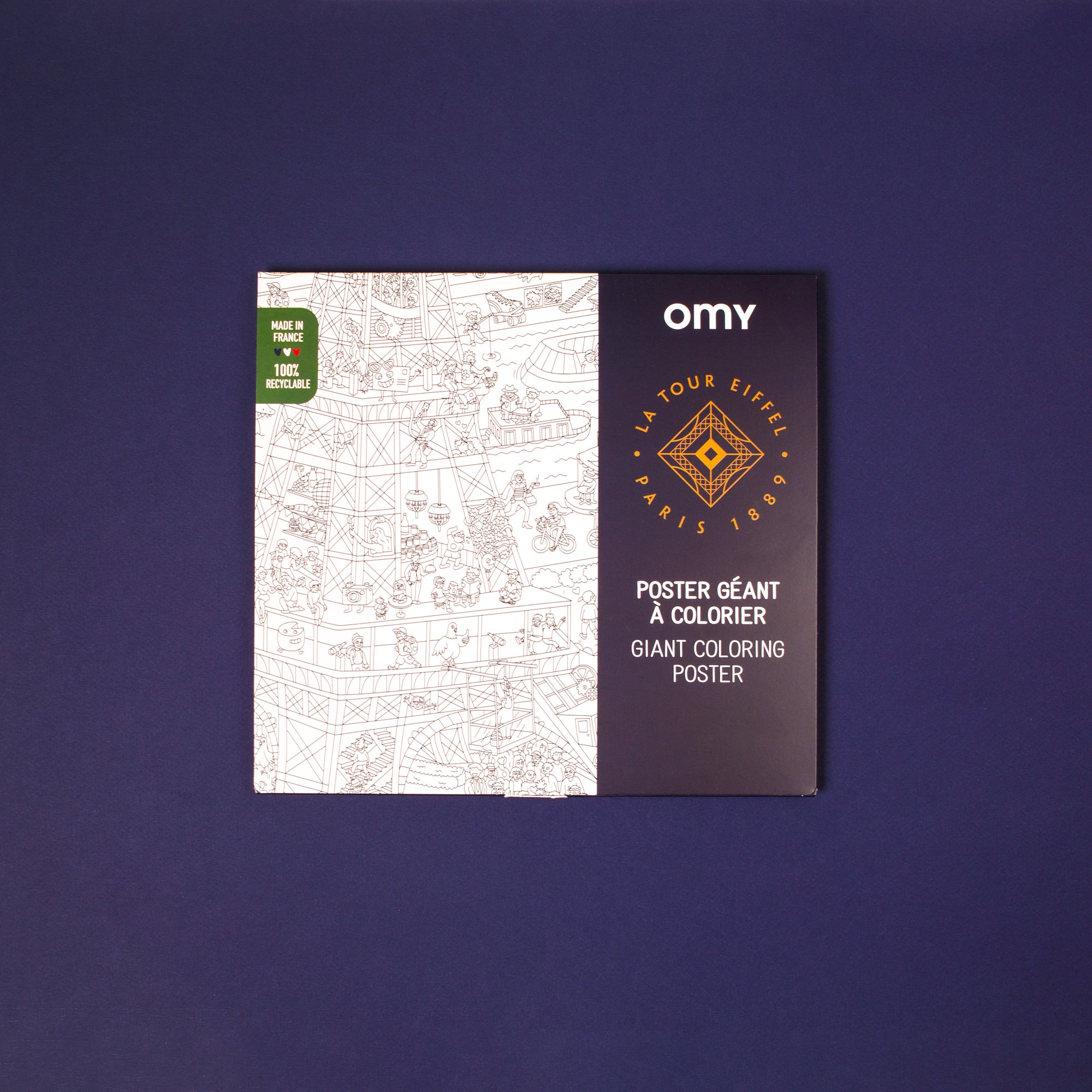 OMY coloring poster La Tour Eiffeil on a purple background