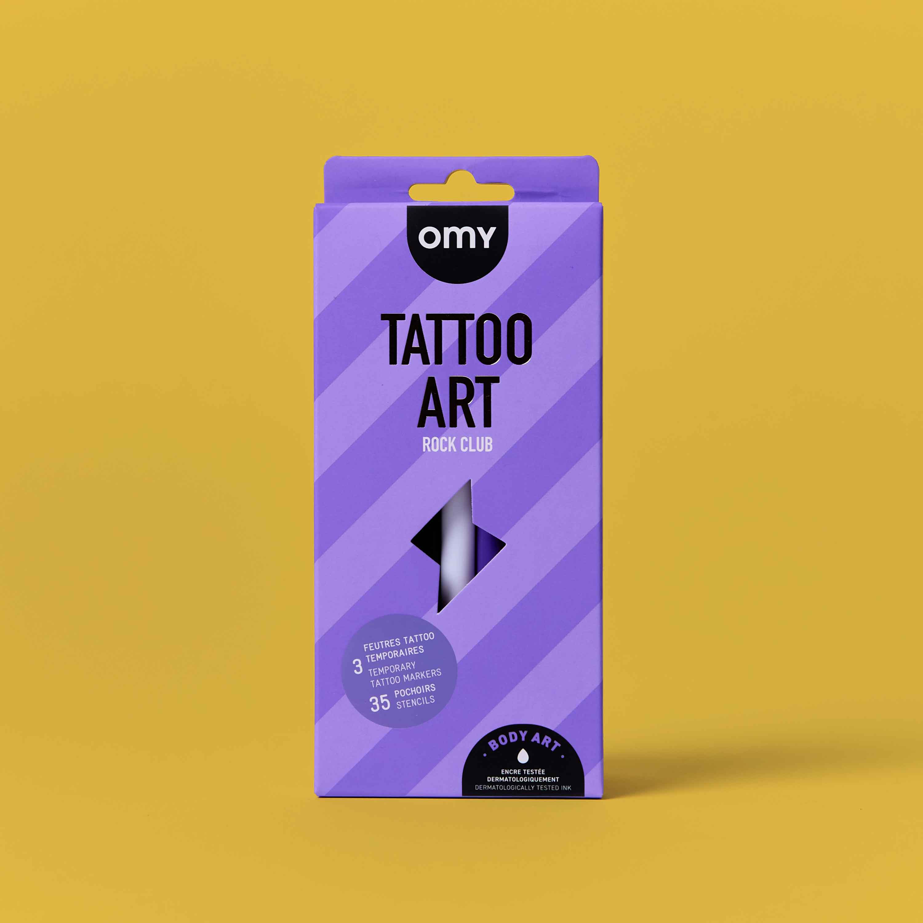 OMY Tattoo Art Rock Club temporary tattoo markers kit front packaging